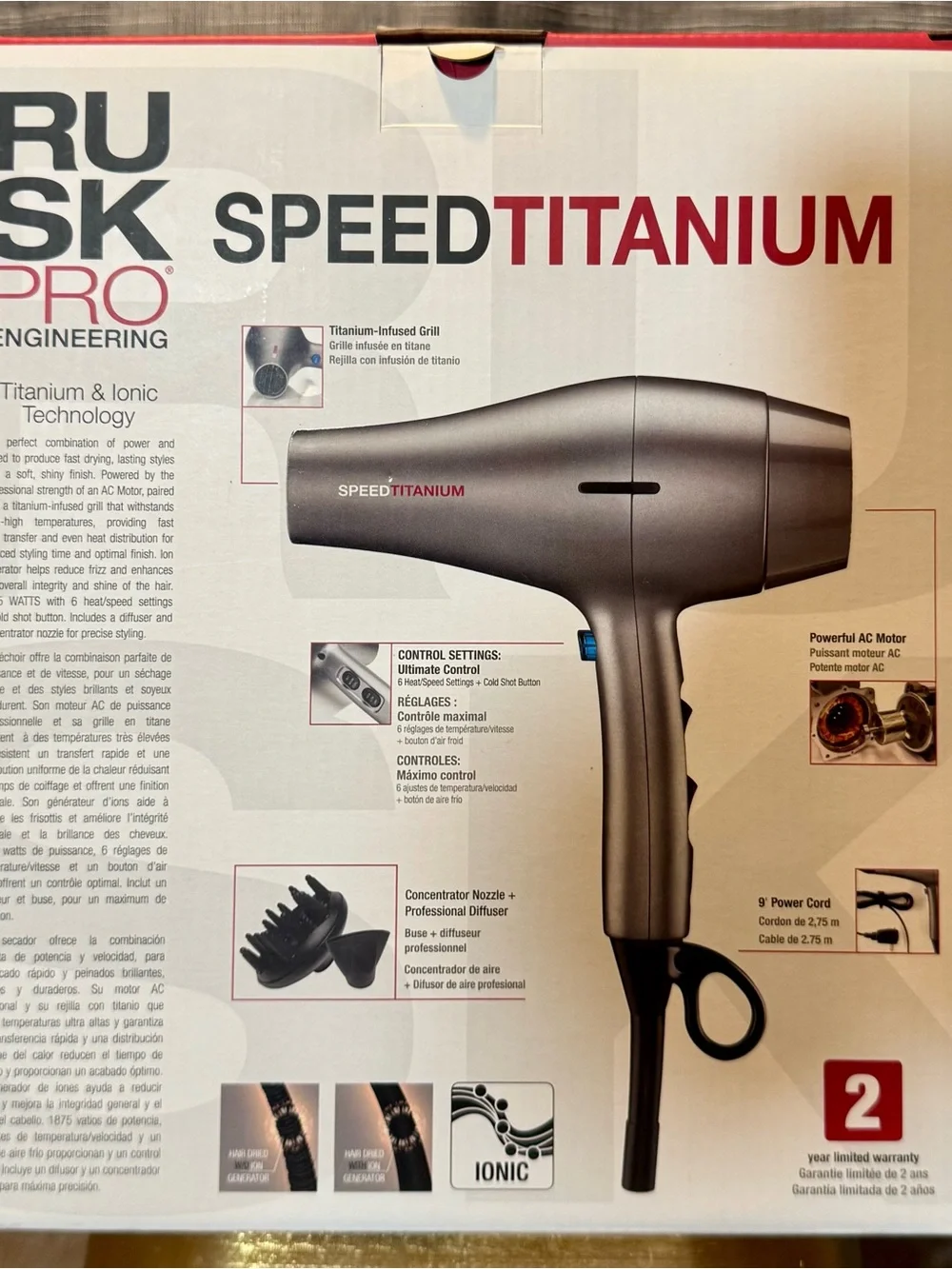 RUSK Pro Speed Titanium Hair Dryer - Silver